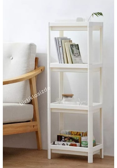 Vesken 4 Katlı Banyo Rafı Mutfak Rafı Balkon Rafı Organizer Raf Dolap Beyaz Beyaz