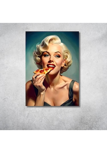 Retro Marilyn Monroe Pizza Poster - 20x28 Cm Duvar Dekoru