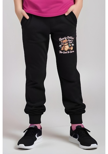 Fyk Kids Kız Çocuk Yuvarlak Yaka Baskılı Bearly Chillin Alt-üst Pijama Takımı Fuşya