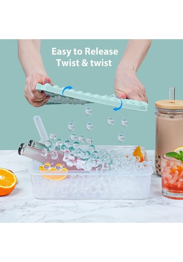 Hangfox 3 Katlı Buz Küpü Seti: Pp+tpe Buzluklar, Kaldırılabilir Kapaklar, Saklama Kutusu Ve Buz Çakması İle Hızlı Buz Hazırlama Mavi