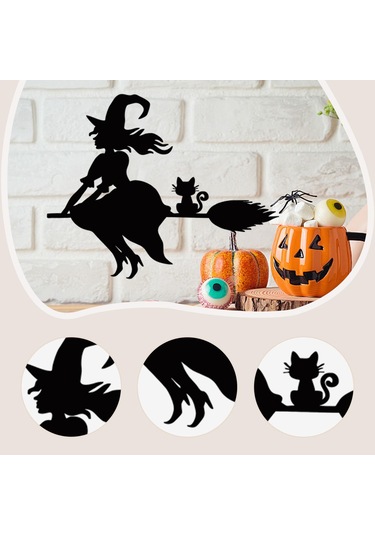 Homyl Cadı Metal Duvar Sanatı Dekoru Cadılar Bayramı Hediyesi 30cmx23,9cm