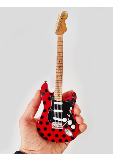 El Yapımı 1/4 Ölçek Minyatür Elektro Gitar Stratocaster Polka Dot