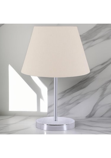 Artgift Krom Ayak Abajur Krem Kumaş Başlıklı Krem