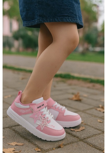 Kız Çocuk Yıldız Detaylı Sneaker Ayakkabı Pembe