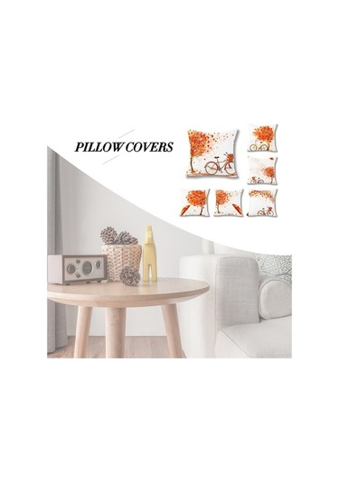 Novahub 6 Adet Pamuklu Sevgililer Günü Yastık Kılıfı - 20x20 İnç - Kırmızı Ağaç Ve Aşk Bisikleti Tasarımı - Kanepe Ve Araba Dekorasyonu Diğer