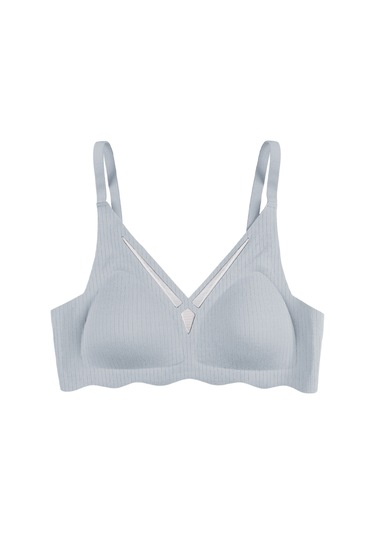 Balensiz Lazer Dikişsiz Dilim Detaylı Dekolteli Sütyen Mavi