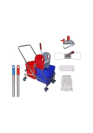 Volkan Plastik Çift Kovalı Plastik Presli Krom Taşıyıcılı Set