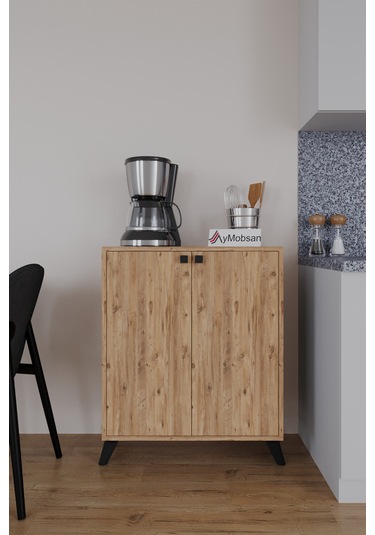 Seren 2 Kapaklı 4 Raflı Boy Dolabı Çok Amaçlı Dolap Kiler Dolabı Mutfak Dolabı Atlantik Çam Atlantik Çam