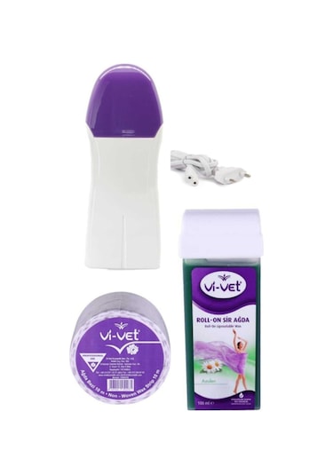 Kartuş Ağda Makinesi + Vi-Vet Azulen Kartuş Ağda + Ağda Bezi 10 M