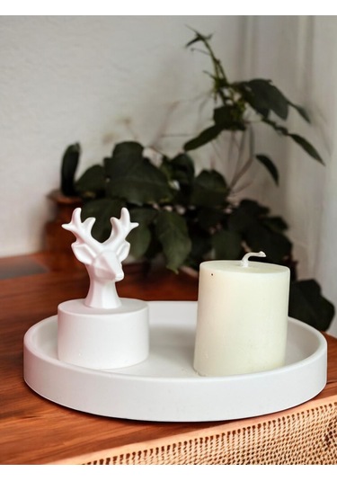 Geyik Heykeli İle Dekoratif Sunumluk, El Yapımı, Hediyelik, Ev Dekoru