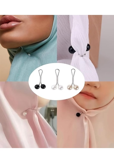 12 Adet Müslüman Hicab Klipsi Hicab Pinleri İmitasyon İnci Eşarp, Çok Renkli