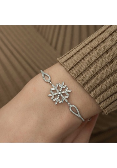 Casera's Gümüş Baget Taşlı Kar Tanesi Bileklik Csr2183297 Gümüş