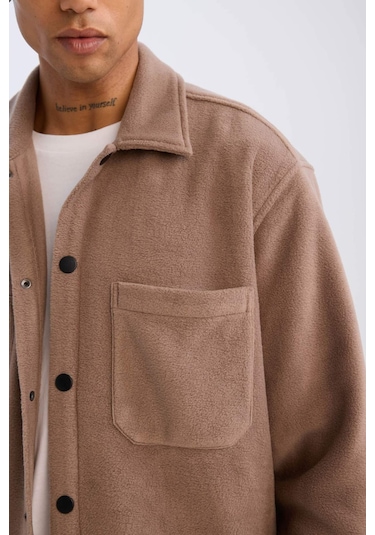 DeFacto Relax Fit Polar Uzun Kollu Gömlek A4782AX24WNBN571 Kahve