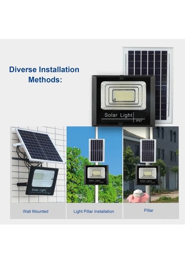 Pazly 30w 100 Led Güneş Enerjili Bahçe Lambası, 3 Modlu Zamanlayıcı, Parlaklık Ayarı, Ip67 Su Geçirmez, Dış Mekan Işıklama