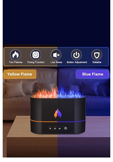 Alev Görünümlü Hava Nemlendirici Aroma Terapi Buhar Makinesi Aromatik Oda Kokusu Difüzörü