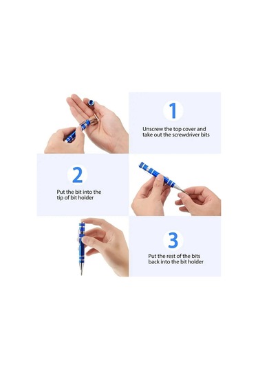 Leasetake Adet Kalem Tornavida Seti Alüminyum Alaşımlı Kalem Tipi El Vidalı Tornavida Gümüş