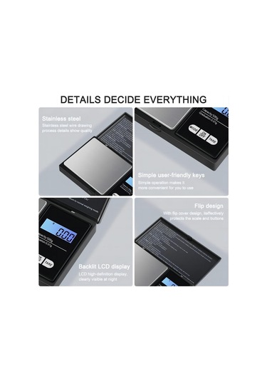 Aubyhe 0.01g Hassasiyetli 500g Mini Cüzdan Terazi, Lcd Ekranlı, Çelik Platform, Gümüş, Mutfak Ve Gümüşlük İçin, 7 Ölçüm Birimi Diğer