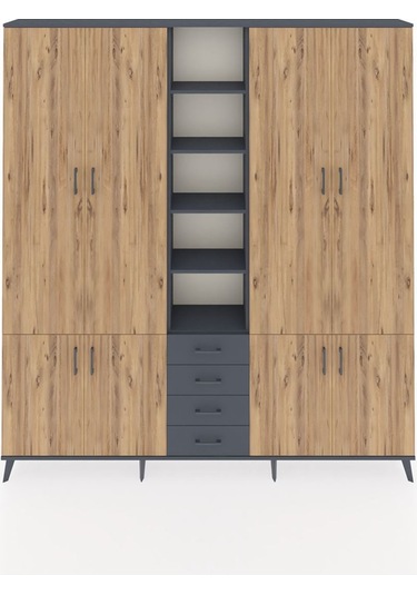 Arges Dolap 17 Raflı 4 Çekmeceli 8 Kapaklı 220x30x243 Antrasit-çam/antrasit Atlas Çam/antrasıt Arges Dolap 17 Raflı 4 Çekmeceli 8 Kapaklı 220x30x243 Antrasit-çam/antrasit Atlas Çam/antrasıt