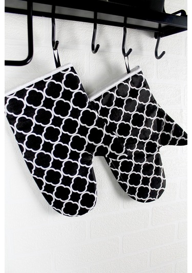 Morlay Siyah Halka Isıya Dayanıklı Mutfak Fırın Eldiven Seti 2 Adet