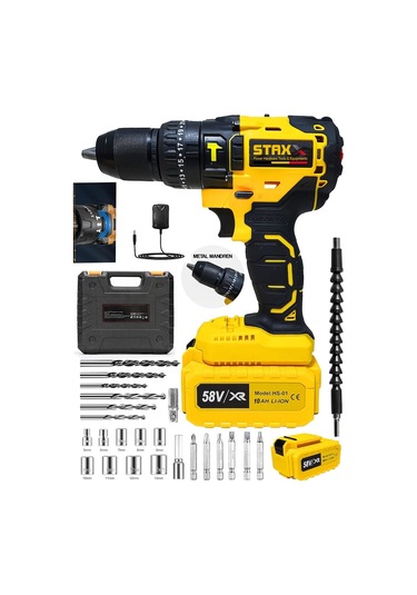 Staxx Büyük Boy Xl5800 58v 10ah Çift Akülü Şarjlı Matkap Seti