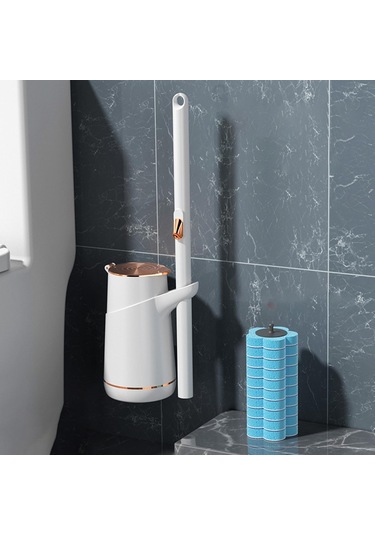 Suntek Magideal  Tek Kullanımlık Tuvalet Fırçası Klozet Dolum Başlığı Pot-10x-mavi-kafa