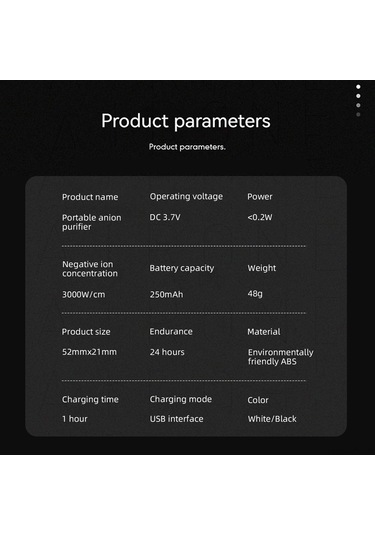 Xindoker Kol Takımı Negatif İyon Hava Temizleyici, 3000w/cm³ Yoğunluk, Çift Emisyon Başlığı, Formaldehit Temizleme, Sessiz Çalışma, Yüksek-düşük Seviye Ayarı, Usb Şarjlı, Beyaz