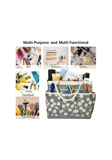 Trendooze Gray Yolyken Çiçekli Çok Amaçlı Bahçe Çantası Fermuarlı Dayanıklı Gri Gaojunshop01 Gri