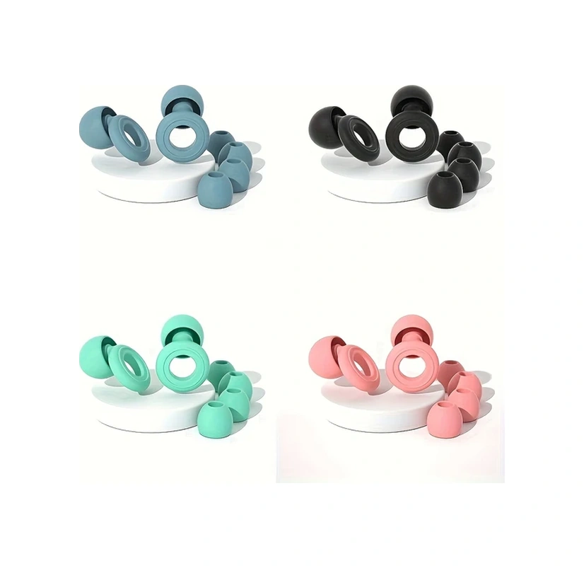 Dashanshop 1 Çift Yeniden Kullanılabilir Kulak Tıkacı Yüzme Uyku Çalışma 2 Pembe + 4 Kapak