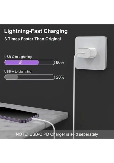 Willowhaven 1 Adet 20w Usb C - Lightning Hızlı Şarj Kablosu 6.6ft Beyaz İphone Uyumlu İpad Uyumlu