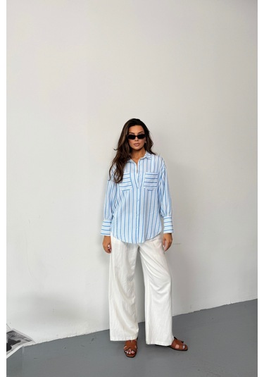 Çizgili Gömlek - Mavi Mavi