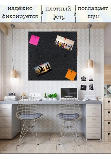 Pener Duvara Asılabilen Keçe Not, Not Ve Fotoğraf Panosu 4 Adet 399832889 Siyah