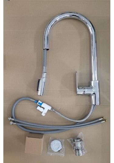 Adell Niza Krom Spiralli 3 Yollu Arıtma Çıkışlı Mutfak Bataryası Krom