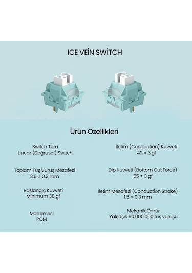 Aula Leobog Ice Vein Lineer Mekanik Switch 100 Adet