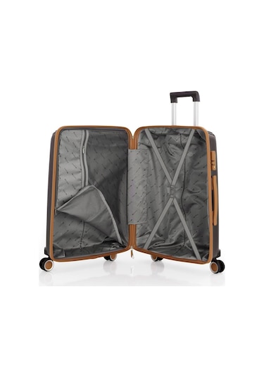 Mçs Bavul Büyük Ve Kabin 2li Set Silikon Valiz V305 Kahve/şamp Kahverengi