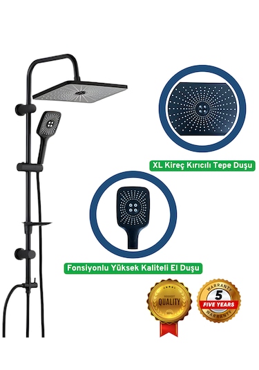 Drom Vann Kolonlu Siyah Tepe Duş Seti