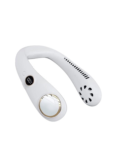 Lemestar Beyaz Boylu Kolsuz Boyun Fanı - 3 Vites Rüzgar Hızı - Led Ekran - 360 Tam Yönlü Havalandırma - 2000mah Batarya Beyaz