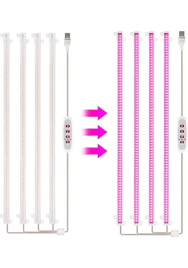 Led Bitki Büyümek Işık Şeritleri 8 W 168 Led 82.6 Lm Parlak Pembe Işık
