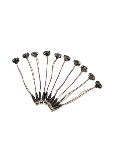 10 Adet 9v Pil Barrel Dönüştürücü Güç Kablo Jaklı Pil Başlığı - T Type