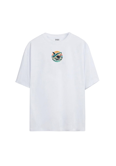 Ogc Köpek Balığı Oversize Unisex T-shirt Beyaz