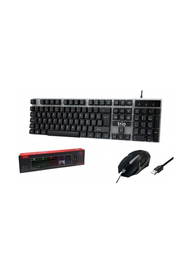 Trio Trk200 Kablolu Işıklı Oyuncu Klavye Mouse Set