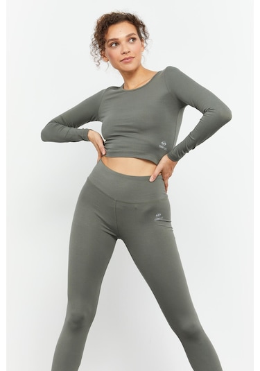 Tommy Life Çağla Uzun Kollu Dar Kalıp O Yaka Kadın Crop Top T-shirt - 97150 Çağla