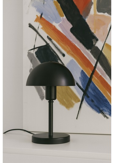 Modern Siyah Metal Masa Lambası Mantar Başlıklı Dekoratif Masa Ve Komodin Lambası Siyah