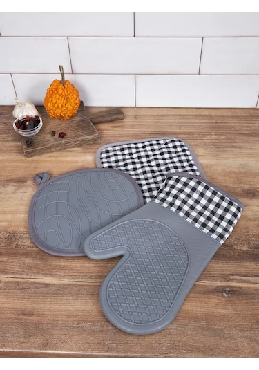 Happy Nest Mutfak Eldiveni Takımı, Silikon Mutfak Eldiveni 198002209 Gri