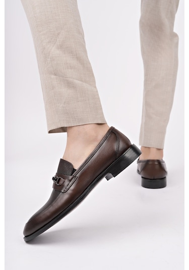 Muggo Bondy Hakiki Deri Klasik Günlük Ortopedik Erkek Ayakkabı Kahverengi