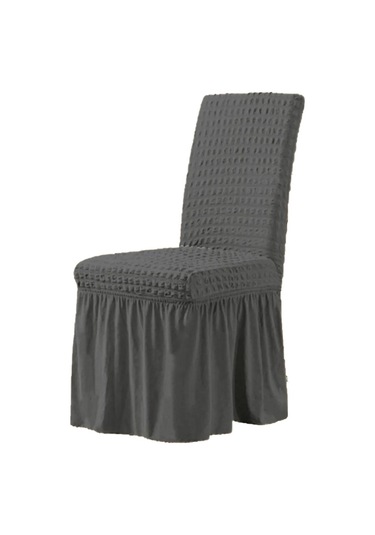 StarMall Brürümcük Etekli Sandalye Kılıfı, Lastikli,esnekli Sandalye Örtüsü 1 Adet Antrasit