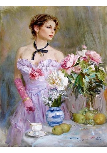 Ten Elmas Boyama Tam Yuvarlak Elmas Nakış Resim Taklidi Çapraz Dikiş Elmas Mozaik İşi 30x40cm