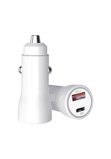 Sones P21 Taşınabilir Pd 20w + Qc 3.0 18w Çift Bağlantı Noktalı Hızlı Araç Şarj Cihazı Beyaz