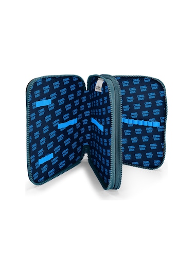 Coral High Kids Nefti Gamer Desenli Çift Katlı Kalem Çanta 11155 Petrol Mavi