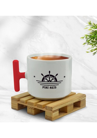 Bk Gift Kişiye Özel Tekne Marin Ve Denizcilik Tasarımlı Kırmızı T Kulplu Middle Kupa-5, Arkadaşa Hediye Kobitmeyencom33402 Bk Gift