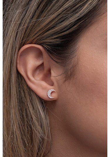 Nereze 925 Ayar Gümüş Minik Ay Yıldız Model Küpe